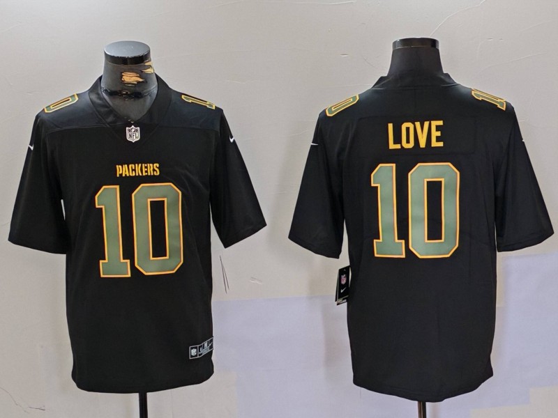 Men's Green Bay Packers Jordan Love #10 Black Jersey